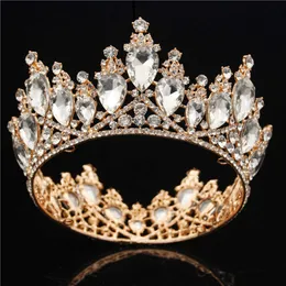 Queen King Tiaras and Crowns Headband Banquet Wedding Hair jewelry Round Diadem Fashion Hair Ornament Pageant Crystal Crown X0625