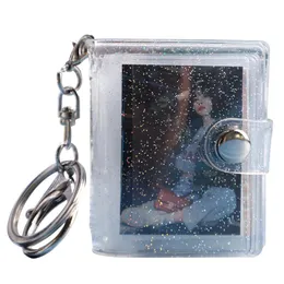 Mini fotoalbum Nyckelringar Små Instant Picture Albums Pendant ID Pictures Storage Interstitial Pocket Keyring Lover Memory Gift