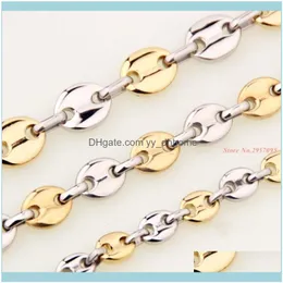 Halsketten Anh￤nger Juwely7/9/11 mm 316L Edelstahl Halskette Kette Sier Goldfarbe Figaro M￤nner und Frauen Schmuck Weihnachtsgeschenkketten