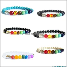 Bilezik mücevher boncuklar bilezik 7 Çakra iyileştirme nce Buda Fil Kadınlar Erkekler Lava Yoga Reiki Dua Bijoux Boncuk, Strands Drop Deliv