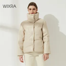 Wixra Winter Womens Parkas Casual Tjockerad Varm Bomull Jackor Coat Kvinnlig Solid Klassisk Outwear Vattentät Jacka Street Wear 210923