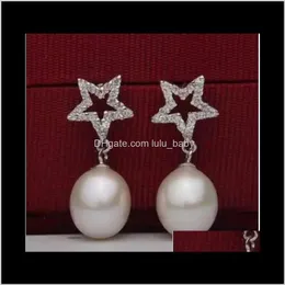 Stud Jewelry Drop Delivery 2021 A Pairs Of 9-10Mm Rice Shape White Natural Pearl Earrings High Quality Sier Accessories Bropy