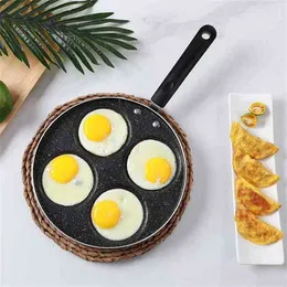 Czterogłowy garnek smażenia Zagęszczona Omlet Pan Non-Stick Egg Cake Steak Cooking Ham S Breakfast Maker 210423