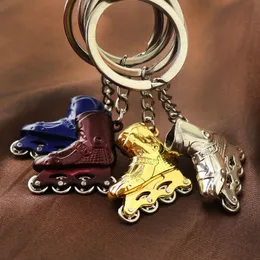 RE 100pcs/lot metal keychain bag charm pendant roller skates shoe lover jewelry fashion women men key chains keyring S15