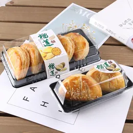 Caixas de bolo de plástico transversal de retângulo Caixas de bolo descartáveis ​​de embalagem de embalagem Rolo de pão de sushi