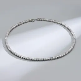 Kedjor som säljer Dainty Hip Hop Smycken 925 Sterling Silver Tennis Zircon Chain Halsband 2mm 3mm 4mm Cubic Zirconia för kvinnor Män
