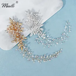 MIALLO Moda Bridal Weselna Akcesoria Do Włosów Kwiat Liść Włosy Grzebień Klipy Dla Kobiet Kryształ Srebrny Kolor Włosów Biżuteria Headpiece X0625