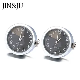 JIN&JU Formal Shirt Clock Cufflinks For Mens Luxury Functional Watch Round Wedding Cuff Links Father's Day Gift Gemelos Camisa