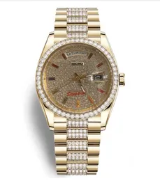 Master watch luxurious and noble gold case diamond dial 36 mm sapphire glass automatic mechanical movement week calendar