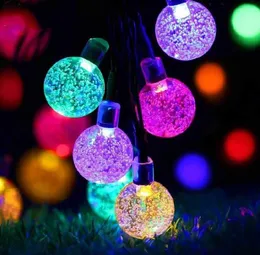 25mm LED Solar String Light Garland Dekoration 8 Modeller 20 Heads Crystal Lampor Bubble Ball Lampa Vattentät För Utomhus Garden Julfest Sn3086