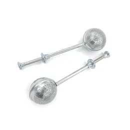 18cm Rostfritt stål Spoon Retractable Ball Shape Metal Locking Spice Tea Strains Infuser Filters redo att skicka