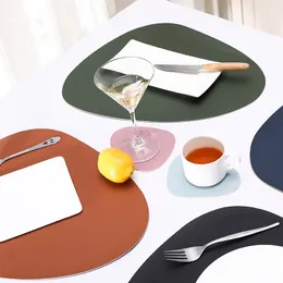 PU Leather Tableware Pad Placemat Table Cup Mat Waterproof Heat-Resistant Non-Slip Washable Insulation Place Mats Soft Placemats Bowl Coaster JY0512