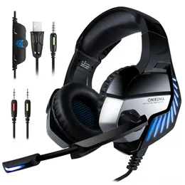 Onikuma K5 Pro 3.5mm słuchawki do gier Najlepsze zestawy słuchawkowe Casque Słuchawki z MIC LED Light do tabletów Laptopa / PS4 / Nowy Xbox One