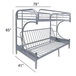 US Stock Acme Eclipse Bunk Bed (Twin/Full/Futon) sovrumsmöbler i Silver Black A40