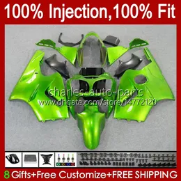 OEM-Spritzguss-Karosserie für KAWASAKI NINJA ZX1200 C ZX1200C ZX 12 R 1200 CC 2000 2001 Karosserie 2Nr. 85 ZX 1200 12R 1200CC ZX-12R 00-01 ZX12R 00 01 Verkleidungsset glänzend grün