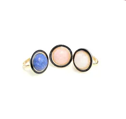 Fashion Gold Pink Rose Quartz Druzy Ring for Women Jewelry Natural Stone Bead Geometry Rings