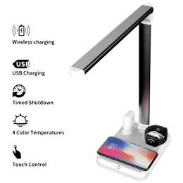 Tischlampen Moderne LED-Lampe 4 in 1 Schreibtisch Drahtloses Laden Kreativer Augenschutz Multifunktions-Leselicht zum Aufladen