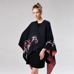 Ladies Positioning Flowers Literary Fan Youth Fashion Autumn And Winter Thickening Extra Long To Increase Warm Shawl 210427