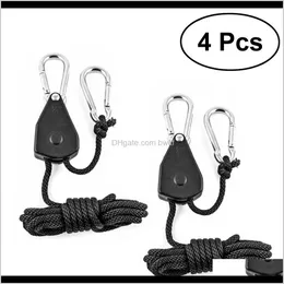 Hooks Rails Storage Housekeeping Organization Home & Garden Drop Delivery 2021 4Pcs 1/8 Inch Heavy Duty Adjustable Ratchet Rope Hanger For Gr