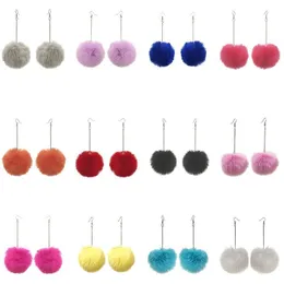 2021 Winter Women Accessories Fashion Lovely Pom Fur Ball Long Pendant Dangle Earring Jewelry Christmas Gift