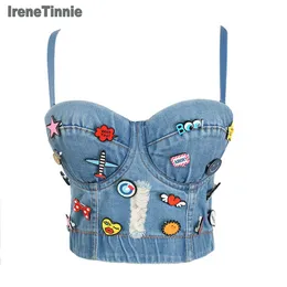 Irene Tinnie Sexy Cute Hole Cartoon Decoration Push Up Bustier Damska Bralette Cropped Top Kamizelka Plus Rozmiar 210616
