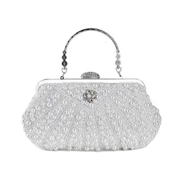 Crystal Bridal Luxury Goods Evening Purses and Clutch Bag Formell Bröllop Handväskor Syntetisk Pearl Women Metal Hand Väskor