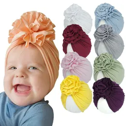 Boinas de algodão malha Europeu e americano Gordamento de vento do fundo 2021 Flores de outono Flores de gola alta Capsorinos Baby Hats Choice de cor Choice
