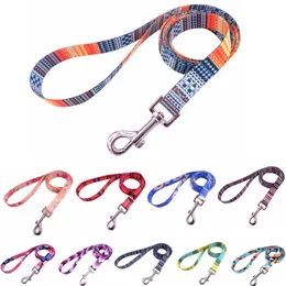 Fashion Dog Leash Lead Floral Tribal Bohemian Mönster Walking Training Leads Leash Designer Belt för Små Medium Stora hundar Pet Supplies 10 Färg 4 fot