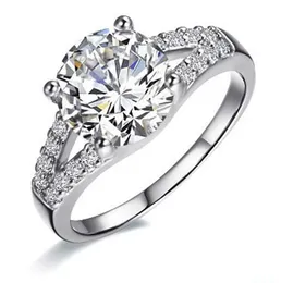 Klaster pierścienie 2 Pure Gold 14K Okrągły Genialny Idealny Doskonały Diament Kobiety Rocznica Rocznica Laboratorium Stone Najwyższej jakości