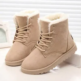 Stövlar kvinna ankel plysch varm botas mujer 35-40 2021 vinter kvinnor snö skor platt helvete casual