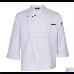 기타 의류 드롭 배달 2021 유니와이드 요리사 재킷 코트 긴 소매 셔츠 셔츠 주방 유니폼 fhirk
