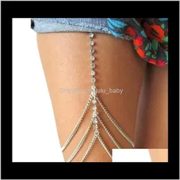 Jewelry Drop Delivery 2021 Belly Chains Sexy Nightclubs Body Simple Full Drill Multiple Layers Leg Chain 3Asxf