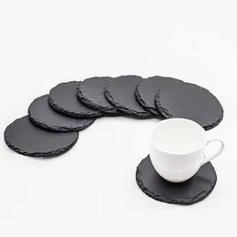 Natural Slate Coaster Table Decoration Whiskey Themed Wine Cup Holder Coasters Insulation Tea Mat