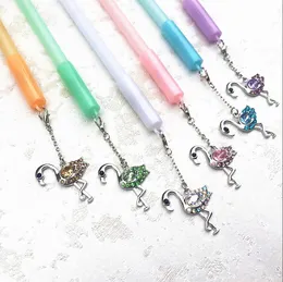 Gel Pens 3 Pcs/lot Flamingo Crystal Pendant Pen Signature Escolar Papelaria School Office Supply Promotional Gift