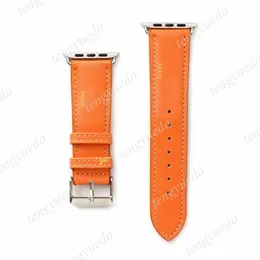 Classic Orange Fashion Designer Watch Straps 38mm 40mm 41mm 42mm 44mm 45mm For Watches Series 1 2 3 4 5 6 Toppkvalitet Läder Smart Bands Deluxe Armband Watchbands