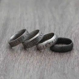 Vintage Viking Rune Ring Stainless Steel Nordic Odin for Men Women Couple Amulet Fashion Jewelry Gift Never Fading