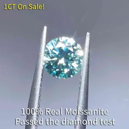 Stor äkta sten 1CT 6,5 MM Blågrön Lös labbodlade diamanter Färg D VVS 3EX Moissanite för ringar