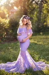 사진 촬영을위한 레이스 출산 드레스 긴 맥시 가운 저녁 임신 드레스 사진 소품 임신 한 여성 아기 샤워 드레스 Y0924