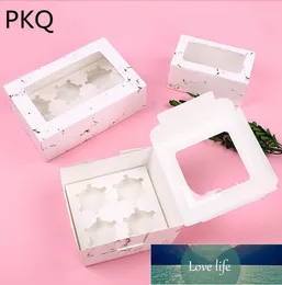 Prezent Wrap 30 sztuk Kartonowe pudełko Opakowanie 2/6 Cup Papier Cake White Kraft Pudełka do pieczenia z window1 Cena fabryczna Ekspert Projekt Quality Najnowsze styl Original