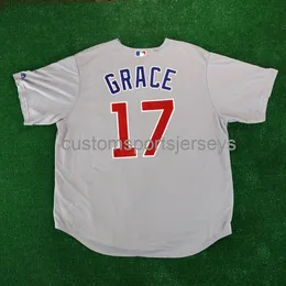 Homens homens jovens bordados mark Grace Road Grey Cool Base Jersey Todos os tamanhos