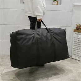 Duffle Capacity Folding Unisex Large Bag Travel Clothes Storage s Zipper Oxford Weekend Thin Portable Moving Luggage 202211