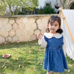 Spring fashion girls denim sleeveless overalls dress 1-5 years kids cotton casual suspender dresses 210708