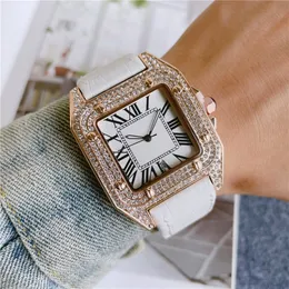 Andere Uhren Modemarke Uhren Männer Quadratischer Kristallstil Hochwertige Lederarmband-Armbanduhr CA56