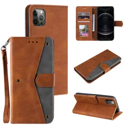 Contrast Color Skin Feel Hybrid Leather Wallet Cases For Samsung S8 S9 S10 S20 S21FE Note10 Note20 ID Slot Holder Hit Flip Cover Pouch