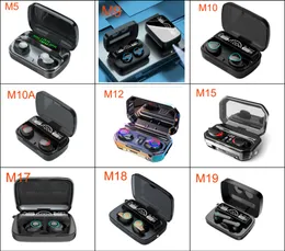M Series TWS Bluetooth-hörlurar Trådlösa hörlurar Stereo Sport Gaming Headset Touch Mini Öronsnäckor vattentäta med LED-skärm M9 M10 M10A M12 M15 M17 M18 M19 Öronsnäckor