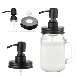 1 pcs Black Mason Jar Soap Dispenser Lids Rust Proof 304 Stainless Steel Liquid Small Head Lotion Pump For Kitchen And Bathroom Jar Not Rctm