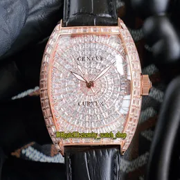 TWF V2 Version V 45 T D Japan Miyota Automatic Mens Watch Gypsophila Diamond Dial Iced Out Square Cut Diamonds Rose Gold Case Leather Strap eternity Jewelry Watches