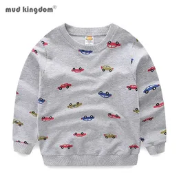 Mudkingdom Boys Sweatshirts Pullover Car Print Long Sleeve Casual Tops for Kids Clothes Cotton Children Clothing Spring Autumn 211029