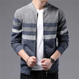 BROWON Korean Clotnes Men Wintersmart Casual Knitted Patchwork Cardigan Sweater Fashion Thick Zipper Up Men Clothing Sweater 211112