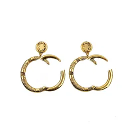 Women Vintage S925 Stud Snake Style Letter Earrings Personality Exaggeration Golden Alloy Eardrop Court Antique Studs